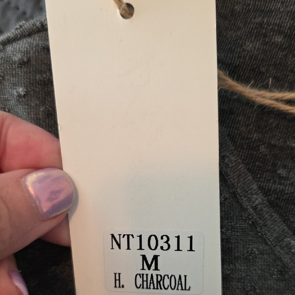 NWT Chic New In Medium Top Charcoal Women's Blouse - Picture 7 of 11